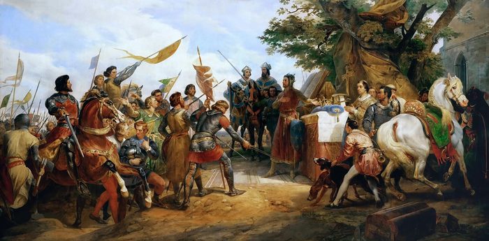 Philippe Auguste au centre de la bataille de Bouvines, par Horace Vernet