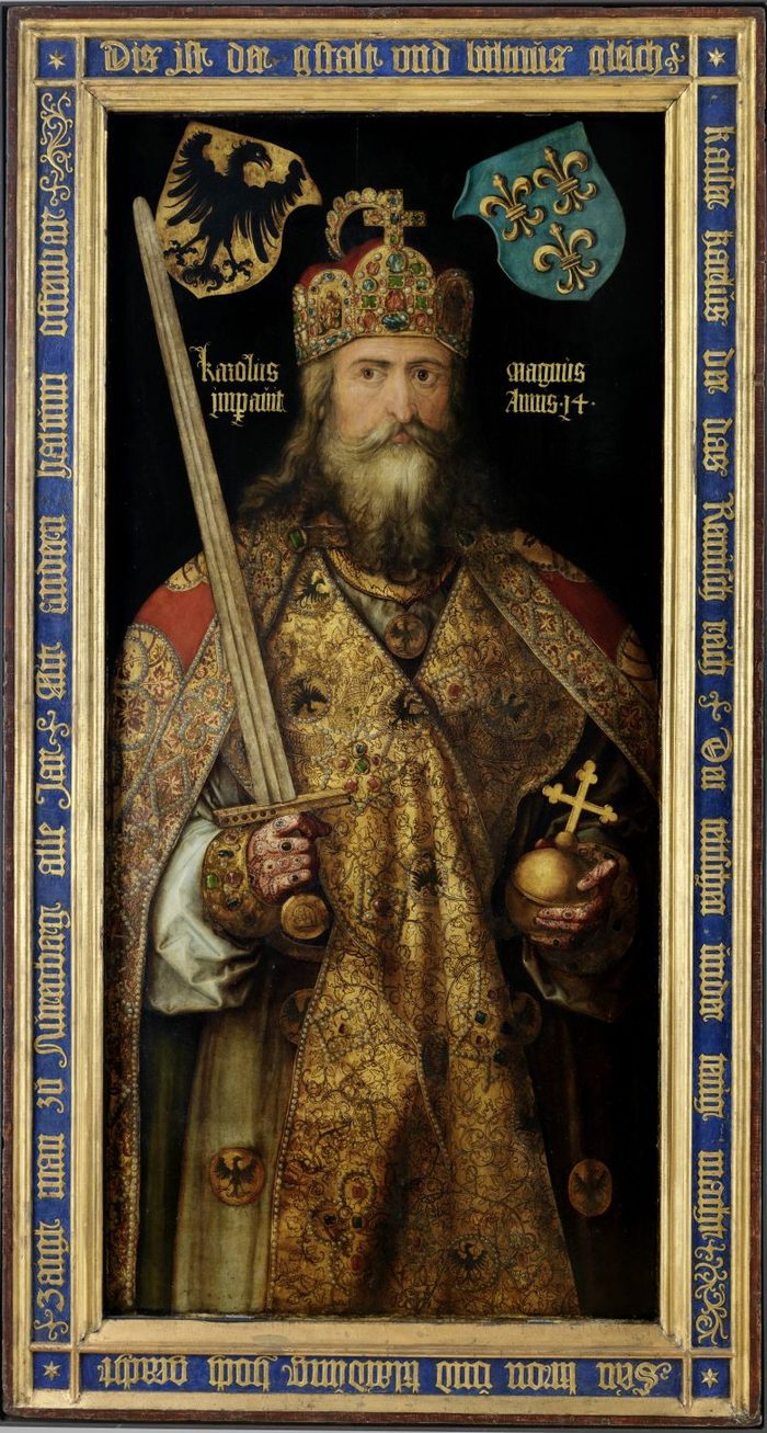 Charlemagne couronné, tenant le glaive et le globe, par Albrecht Dürer
