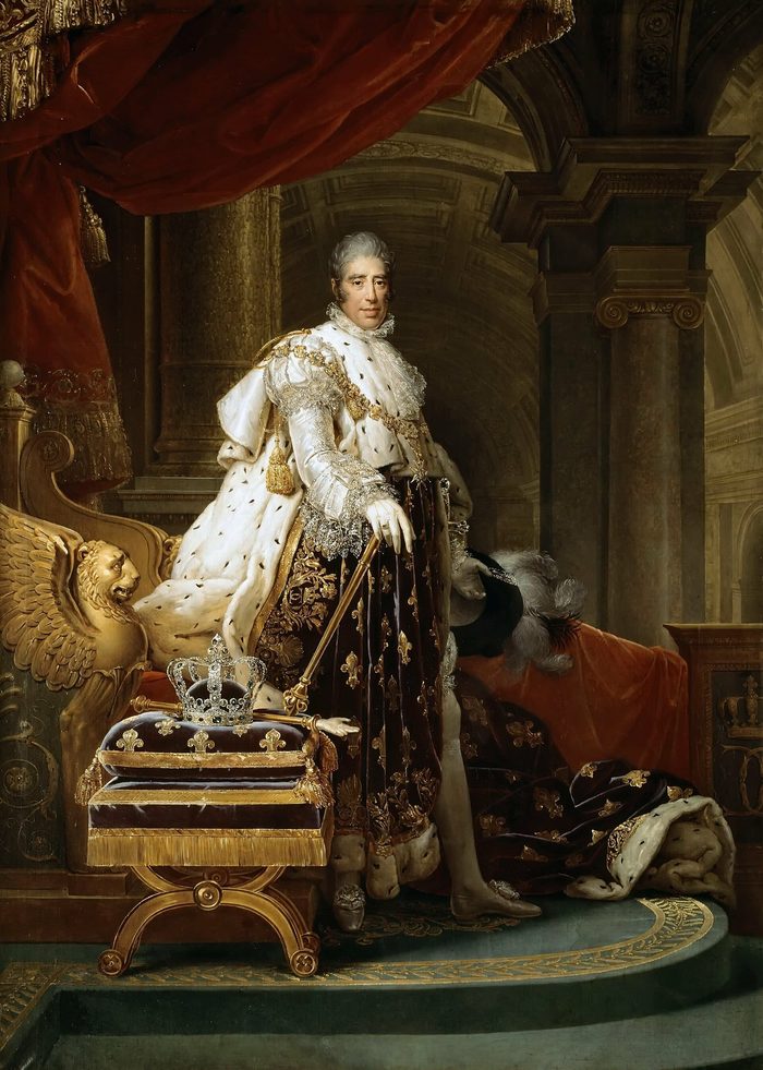 Portrait en pied de Charles X en manteau de sacre, par François Gérard