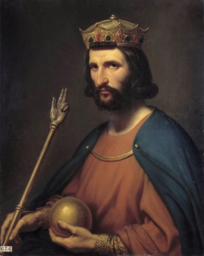 Hugues Capet tenant le globe et la main de justice, par Charles de Steuben