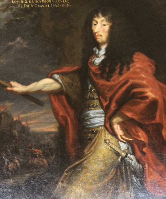 Portrait du Grand Condé en cuirasse et manteau rouge, tenant le bâton de commandement, d’après Justus van Egmont