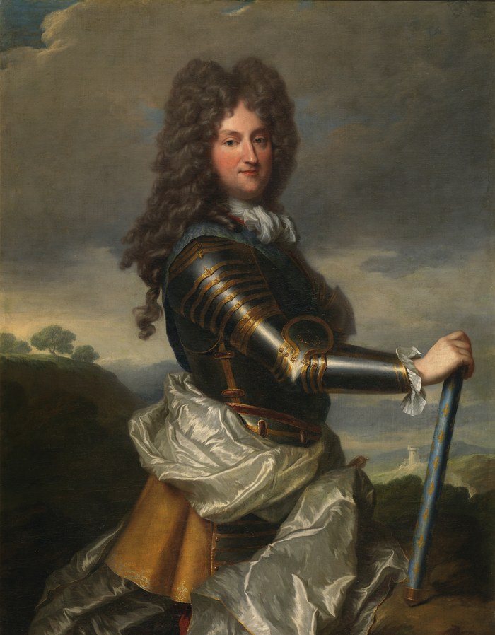 Portrait de Philippe d’Orléans en armure, tenant le bâton de commandement fleurdelisé, par Jean-Baptiste Santerre