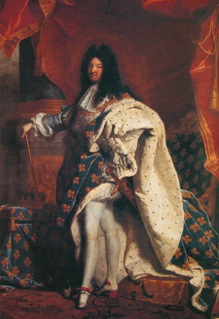Louis XIV en costume de sacre, portrait en pied par Hyacinthe Rigaud