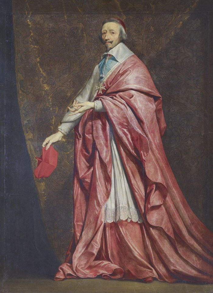 Portrait en pied du cardinal de Richelieu en robe rouge, par Philippe de Champaigne