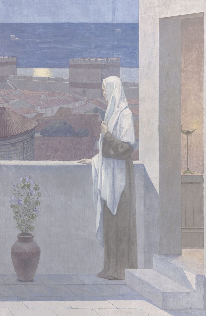 Sainte Geneviève debout sur un rempart, veillant sur Paris endormi, par Puvis de Chavannes