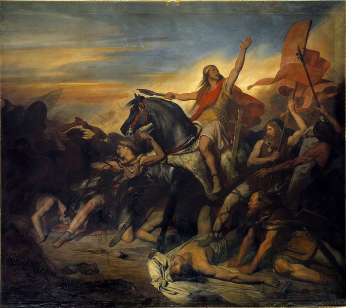 Clovis à cheval au milieu de la mêlée de Tolbiac, par Ary Scheffer